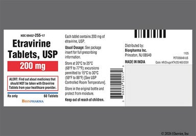White-Yellow Oval E3 - Etravirine 200mg Tablet