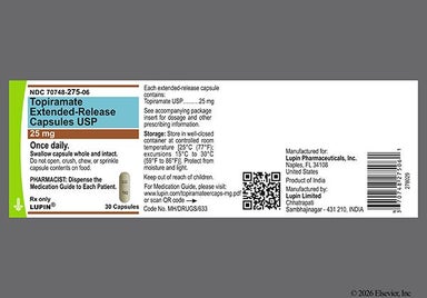White Lu T42 - Topiramate 25mg Extended-Release Capsule (Once-Daily)