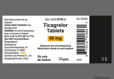 White Round L60 - Ticagrelor 90mg Tablet