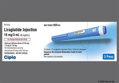 colorless - Liraglutide 18mg/3mL Pre-Filled Pen Solution for Injection
