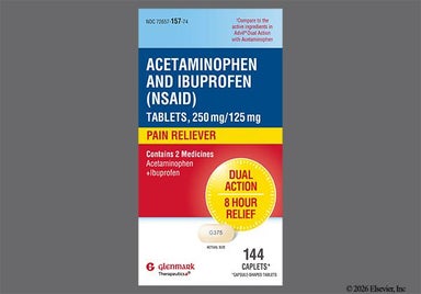 Yellow Oblong G375 - Acetaminophen/Ibuprofen 250mg-125mg Tablet
