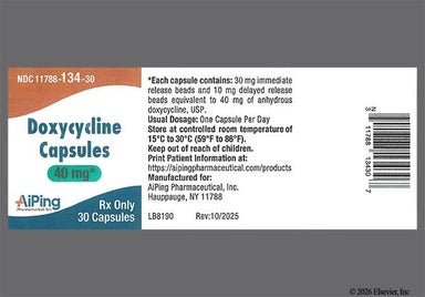 Beige, Colorless Capsule 30 10 - Doxycycline 40mg Capsule