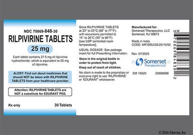 White Round Rp And 25 - Rilpivirine 25mg Tablet