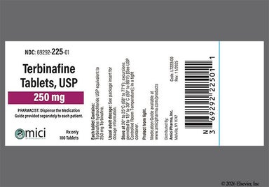 White Round 128 And A - Terbinafine Hydrochloride 250mg Tablet