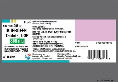 White Oblong I 10 - Ibuprofen 800mg Tablet