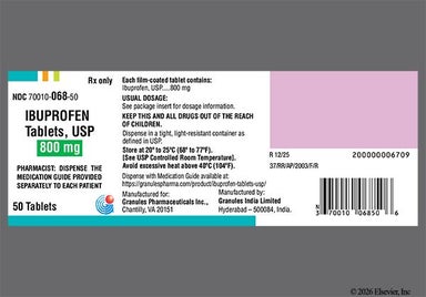 White Oblong I 10 - Ibuprofen 800mg Tablet