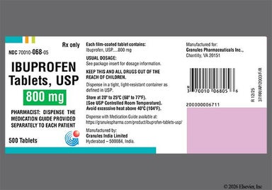 White Oblong I 10 - Ibuprofen 800mg Tablet