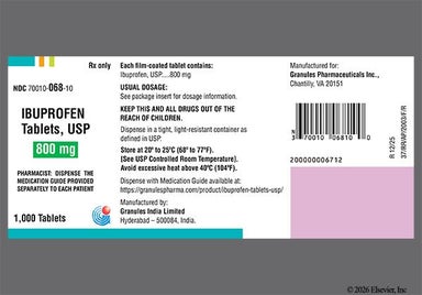 White Oblong I 10 - Ibuprofen 800mg Tablet