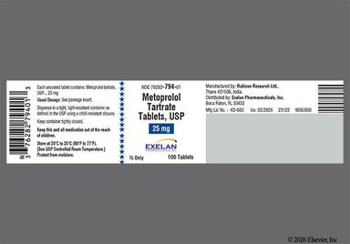 White Round R 25 - Metoprolol Tartrate 25mg Tablet