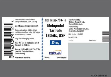 White Round R 25 - Metoprolol Tartrate 25mg Tablet