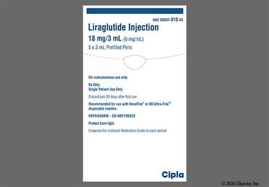 colorless - Liraglutide 18mg/3mL Pre-Filled Pen Solution for Injection