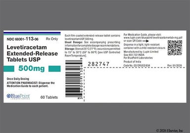 White Oblong L008 - Levetiracetam 500mg Extended-Release Tablet