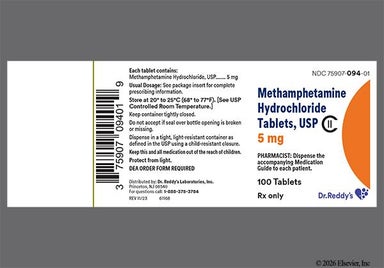 White Round 115 - Methamphetamine Hydrochloride 5mg Tablet