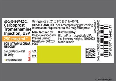 colorless - Carboprost Tromethamine 250mcg/mL Solution for Injection