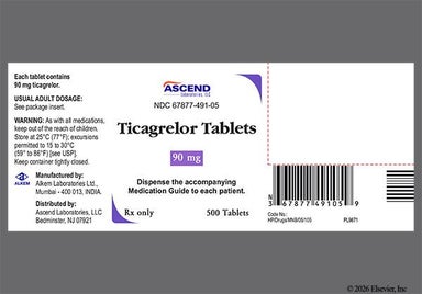 Yellow Round A 049 - Ticagrelor 90mg Tablet