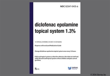 White Rectangular Diclofenac Epolamine Topical System 1.3% Teva 3727 - Diclofenac Epolamine 1.3% Topical System