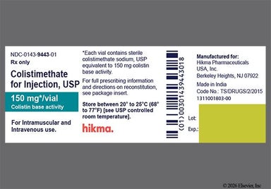 yellow - Colistimethate Sodium 150mg Powder for Injection