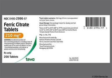 Pink Oval Teva And W824 - Ferric Citrate 210mg Tablet