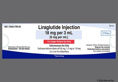 colorless - Liraglutide 18mg/3mL Pre-Filled Pen Solution for Injection