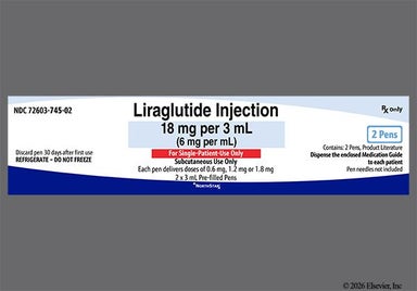 colorless - Liraglutide 18mg/3mL Pre-Filled Pen Solution for Injection
