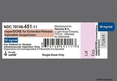 yellow - Risperidone 50mg Extended-Release Powder for Suspension for Injection