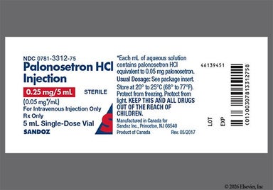 colorless - Palonosetron Hydrochloride 0.25mg/5mL Solution for Injection