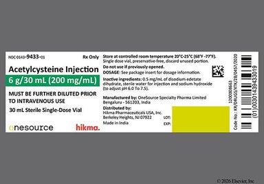 colorless - Acetylcysteine 6g/30mL Solution for Injection