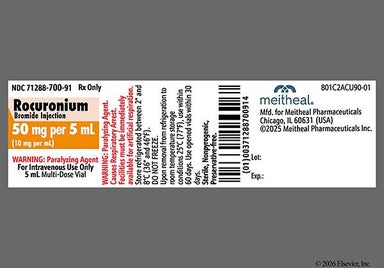 yellow - Rocuronium Bromide 50mg/5mL Solution for Injection (HealthTrust)