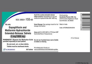 Pink Oval N And 16 - Dapagliflozin/Metformin 5mg-1000mg Extended-Release Tablet