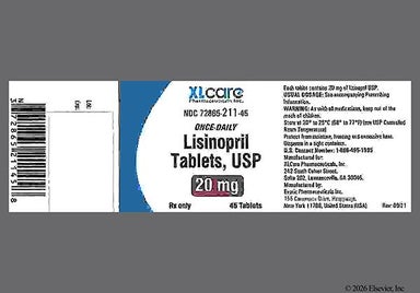Red Round E 4 - Lisinopril 20mg Tablet (Once Daily)