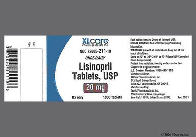 Red Round E 4 - Lisinopril 20mg Tablet (Once Daily)