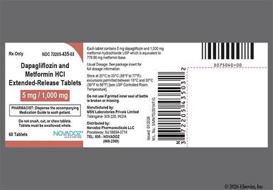 Pink Oval Md5 - Dapagliflozin/Metformin 5mg-1000mg Extended-Release Tablet