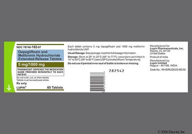 Purple Oval L109 - Dapagliflozin/Metformin 5mg-1000mg Extended-Release Tablet