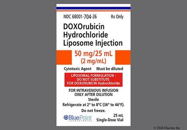 red - Doxorubicin Hydrochloride 50mg/25mL Liposomal Injection