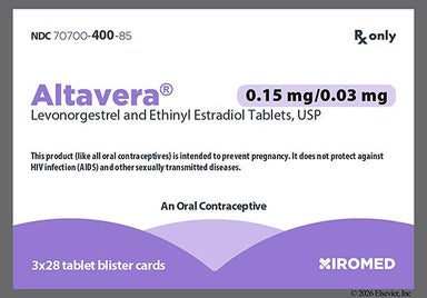 White Round J1 And Sz - Altavera 28-Day 0.15mg-0.03mg Tablet