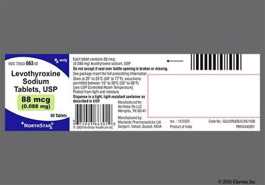 Green Round M59 - Levothyroxine Sodium 88mcg Tablet
