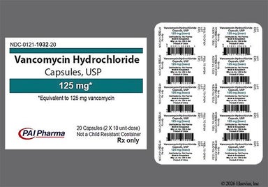 Blue, Brown Capsule 1032 125 mg - Vancomycin Hydrochloride 125mg Capsule