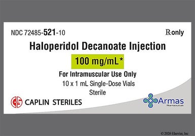 amber, pink, and yellow - Haloperidol Decanoate 100mg/mL Solution for Injection