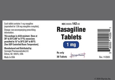 White Round 142 - Rasagiline 1mg Tablet