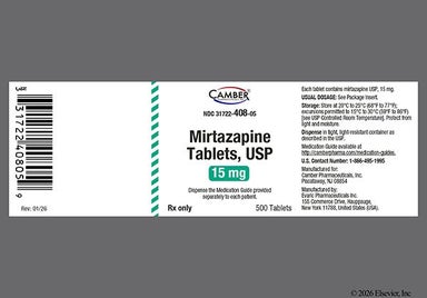 Yellow Oval E 15 - Mirtazapine 15mg Tablet