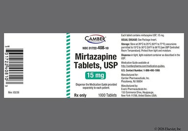 Yellow Oval E 15 - Mirtazapine 15mg Tablet