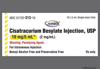 colorless - Cisatracurium Besylate 10mg/5mL Solution for Injection