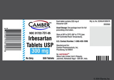 White Oblong 160 And H - Irbesartan 300mg Tablet