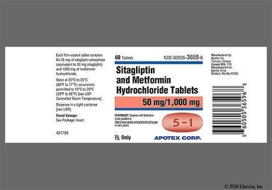 Red Oval 5-1 - Sitagliptin/Metformin Hydrochloride 50mg-1000mg Tablet