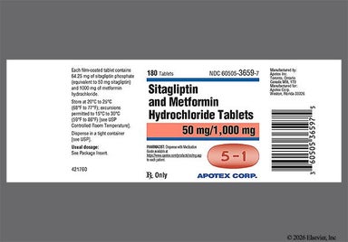 Red Oval 5-1 - Sitagliptin/Metformin Hydrochloride 50mg-1000mg Tablet