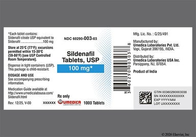 Blue Oblong 1A1 - Sildenafil Citrate 100mg Tablet