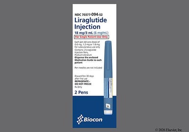 colorless - Liraglutide 18mg/3mL Pre-Filled Pen Solution for Injection