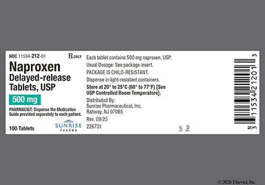 White Oblong I 11 - Naproxen 500mg Delayed-Release Tablet