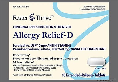 White Oblong Rx724 - Foster & Thrive Allergy Relief-D 24 Hour 10mg-240mg Extended-Release Tablet