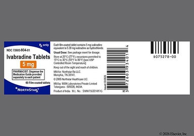 Orange Oblong 2 And M I - Ivabradine 5mg Tablet